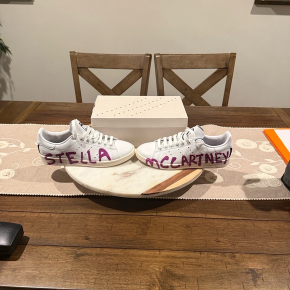 Adidas by Stella McCartney Stan Smith White and Purple Sneakers - Picture 7 of 9
